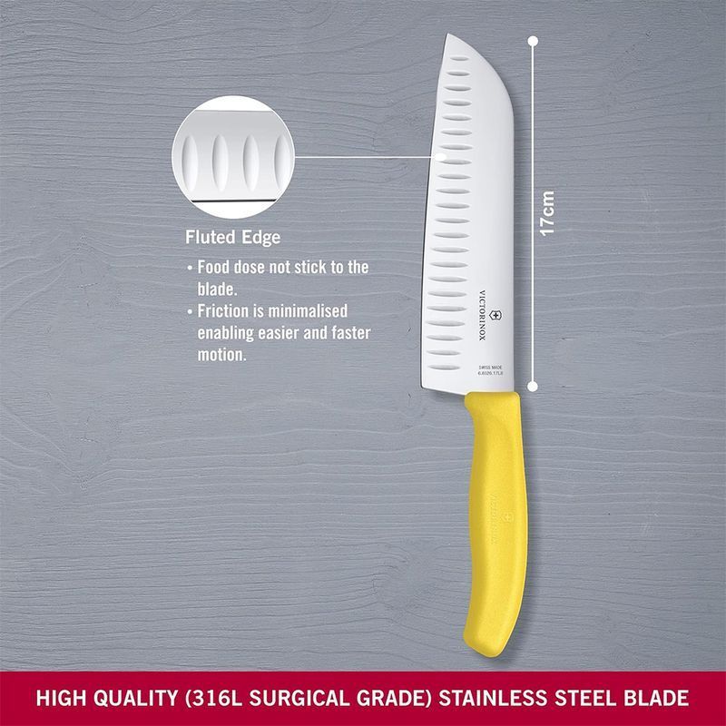 Кухонный нож Victorinox SwissClassic Santoku 6.8526.17L8B желтый